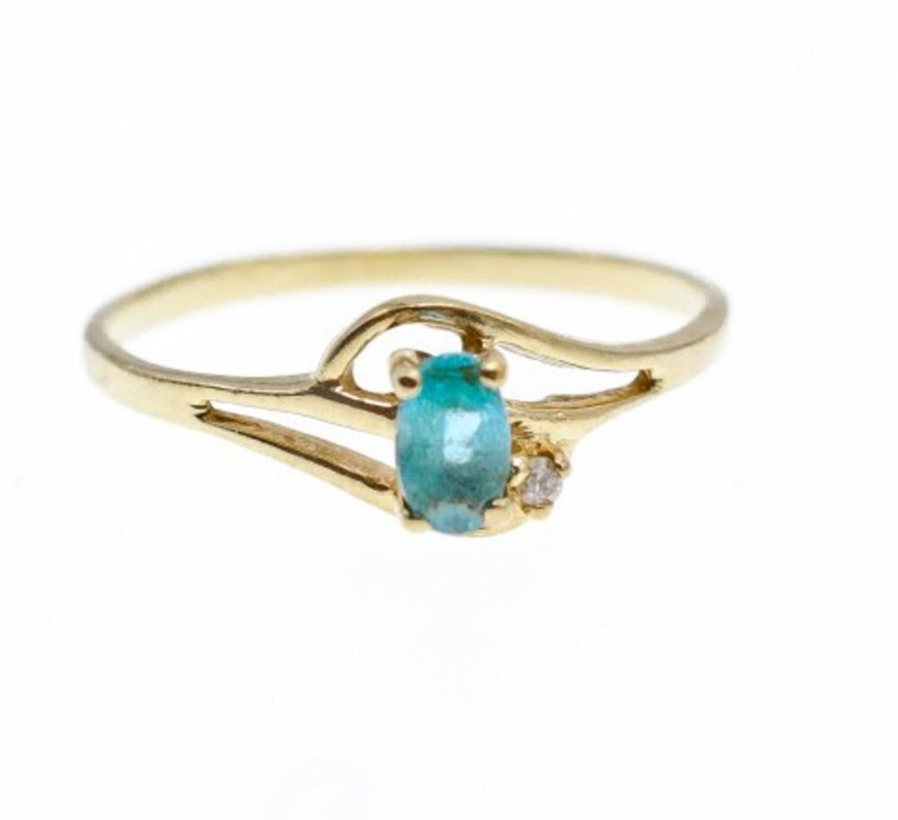 10K Yellow Gold Topaz & Diamond Ring Size 6.75